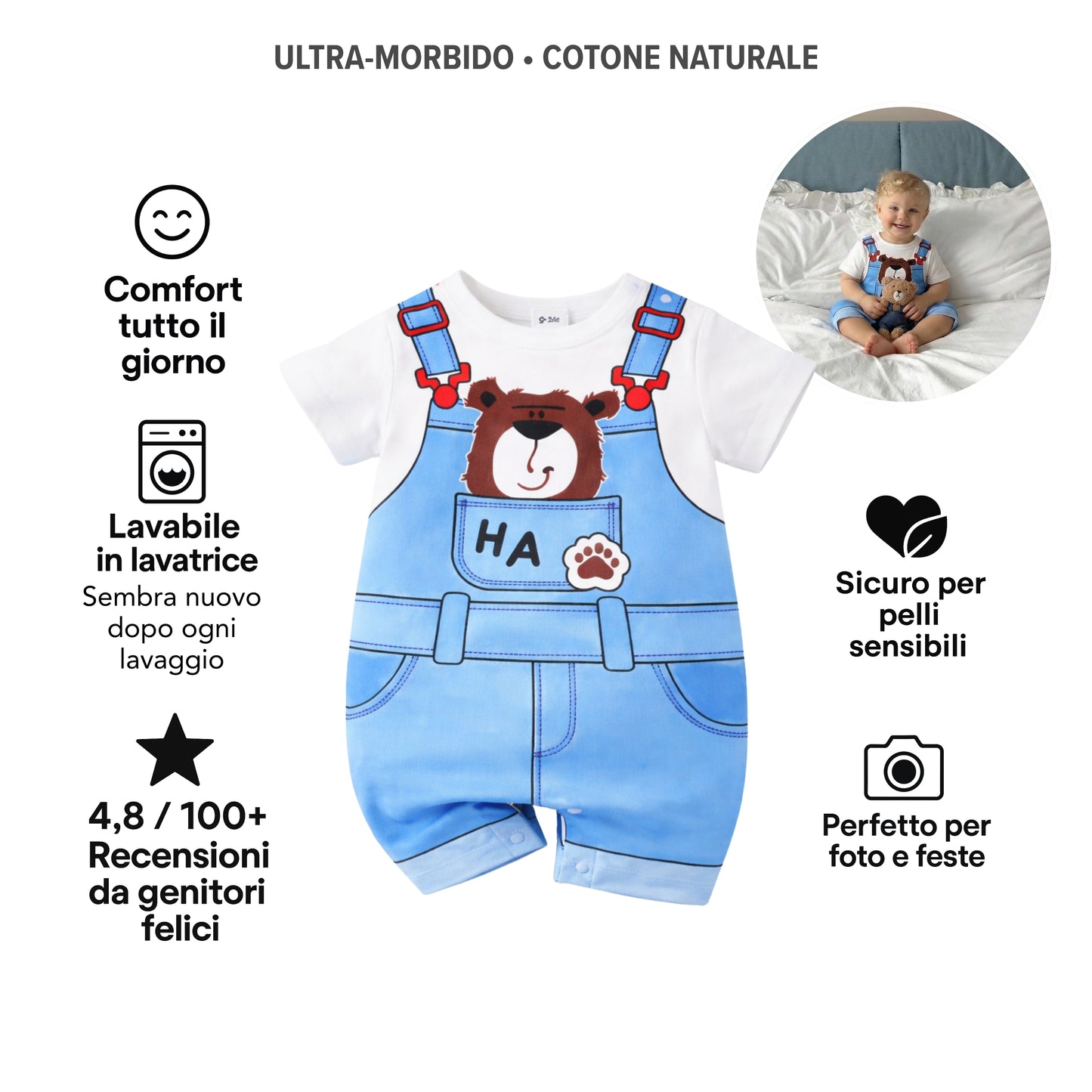 AMA™ Tutina Dolce Orsetto Denim