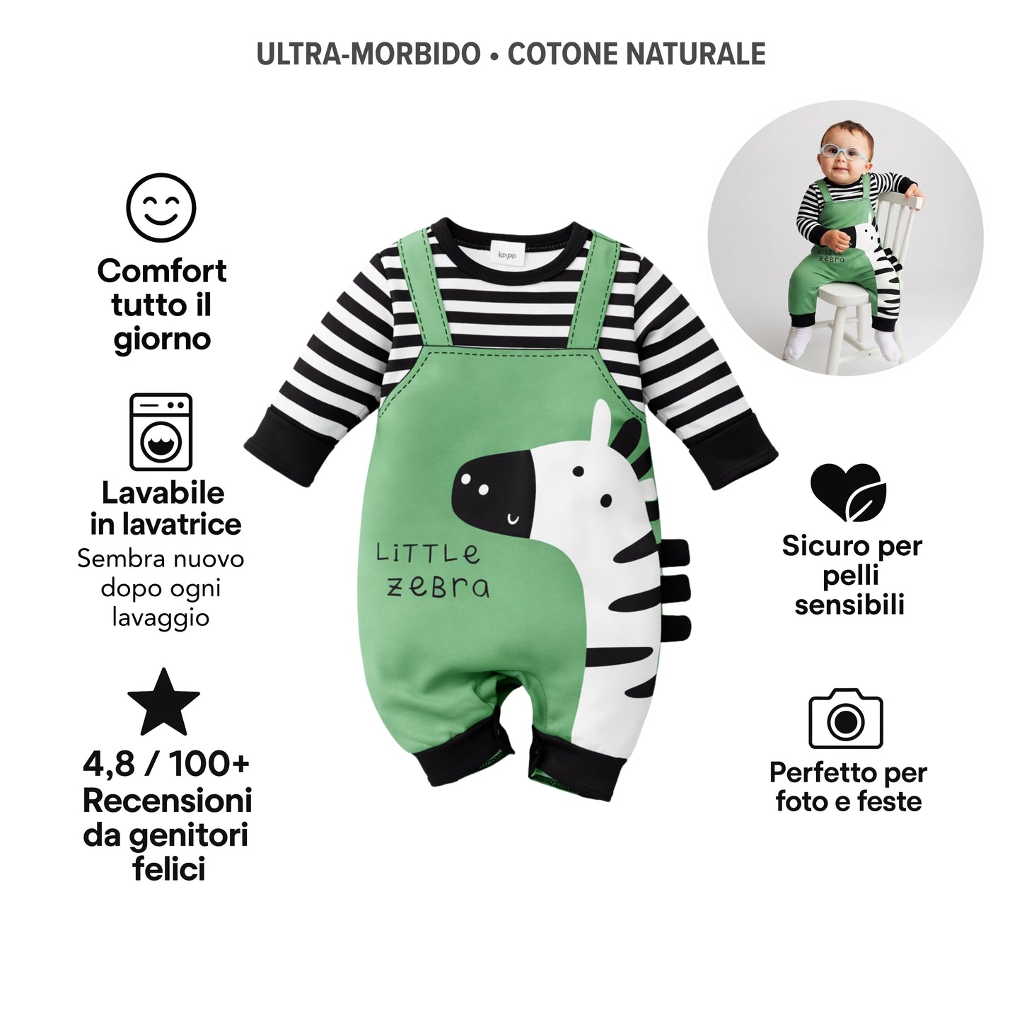 AMA™ Tutina Dolce Zebra Safari