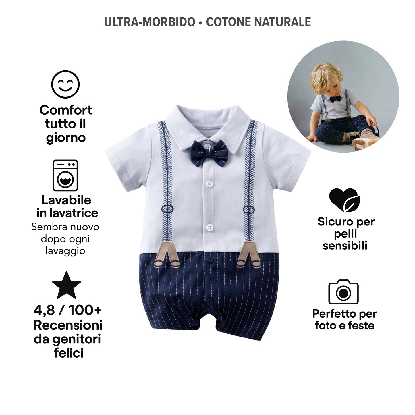 AMA™ Tutina Gentiluomo con Bretelle