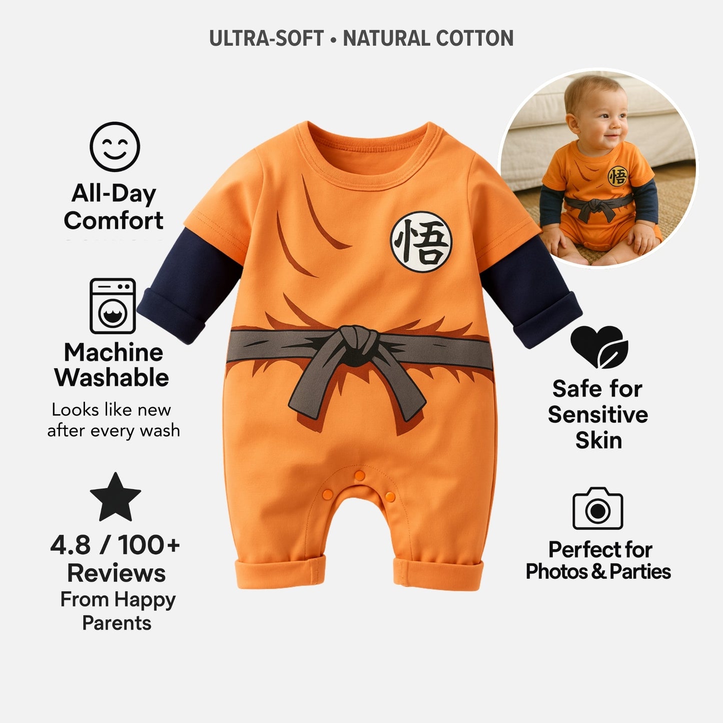 AMA™ Little Goku Fullcover Kids Onesie